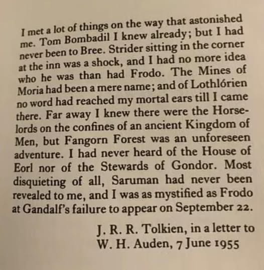 DRRanshaw's tweet photo. Fellow pantsers, take heart: TOLKIEN was a pantser. https://t.co/xnZFjoZruV