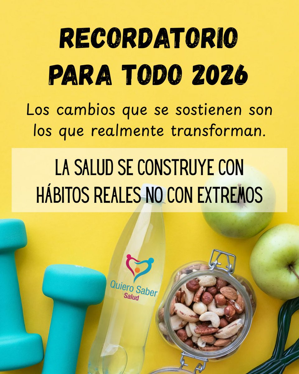 Enfócate en hábitos sostenibles a través de metas alcanzables. 
Este 2026 te invitamos a enfocarte en un estilo de vida saludable a largo plazo, no en "el siguiente lunes empiezo"
#qssinforma #promociondelasaludmx #balanceenergetico
