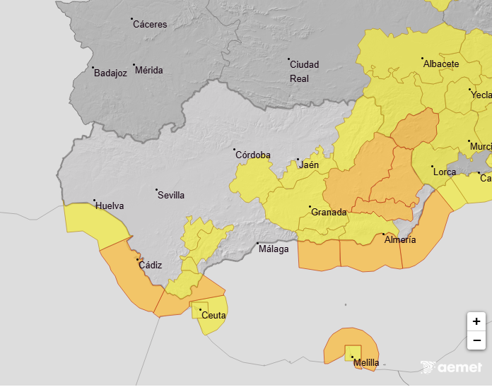 a partir de las 00:00h del domingo 8 continuará el aviso amarillo por #lluvia (precipitación acumulada en 12 horas de 40 mm), hasta las 05:59h.

En principio no hay previstos avisos por meteorología adversa #FMA