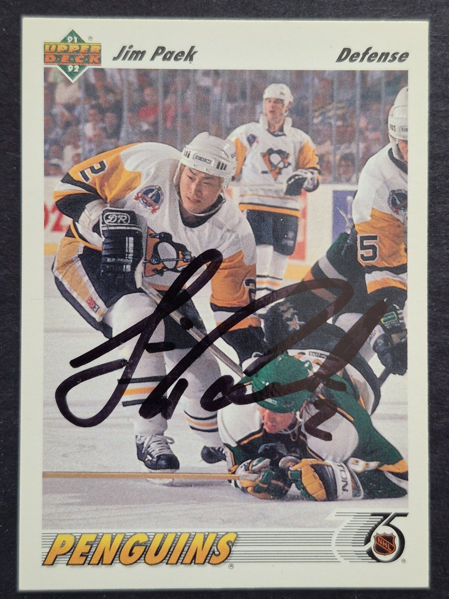 Old TTM from the collection:
Jim Paek
First Korean born player in NHL
2X Stanley Cup winner
First Korean born player on the Cup
Sweater hanging in the HHoF