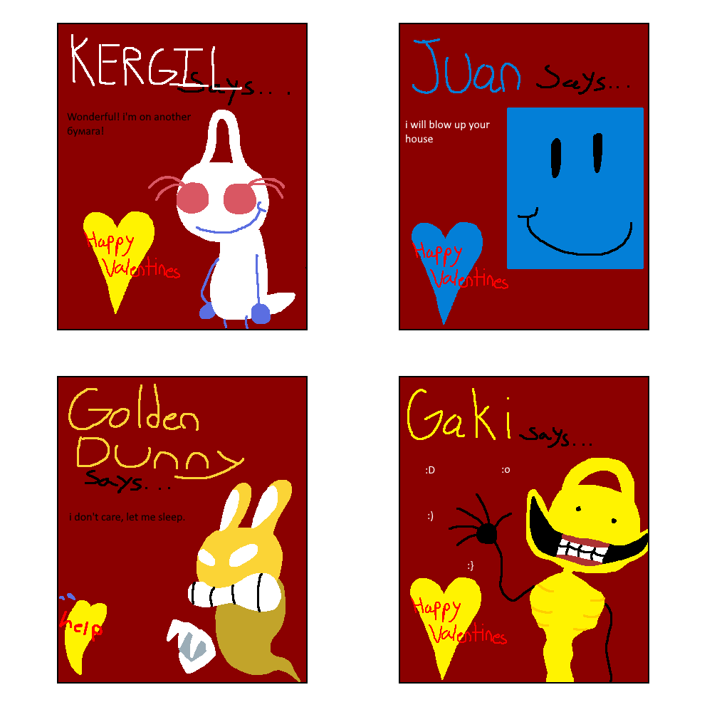KeyGirlGame's tweet photo. well that was fun, heres some valentines cards we made! with captioning help from the discord! give them to your loved ones, hated ones, and other ones https://t.co/QfNcy4mnzJ