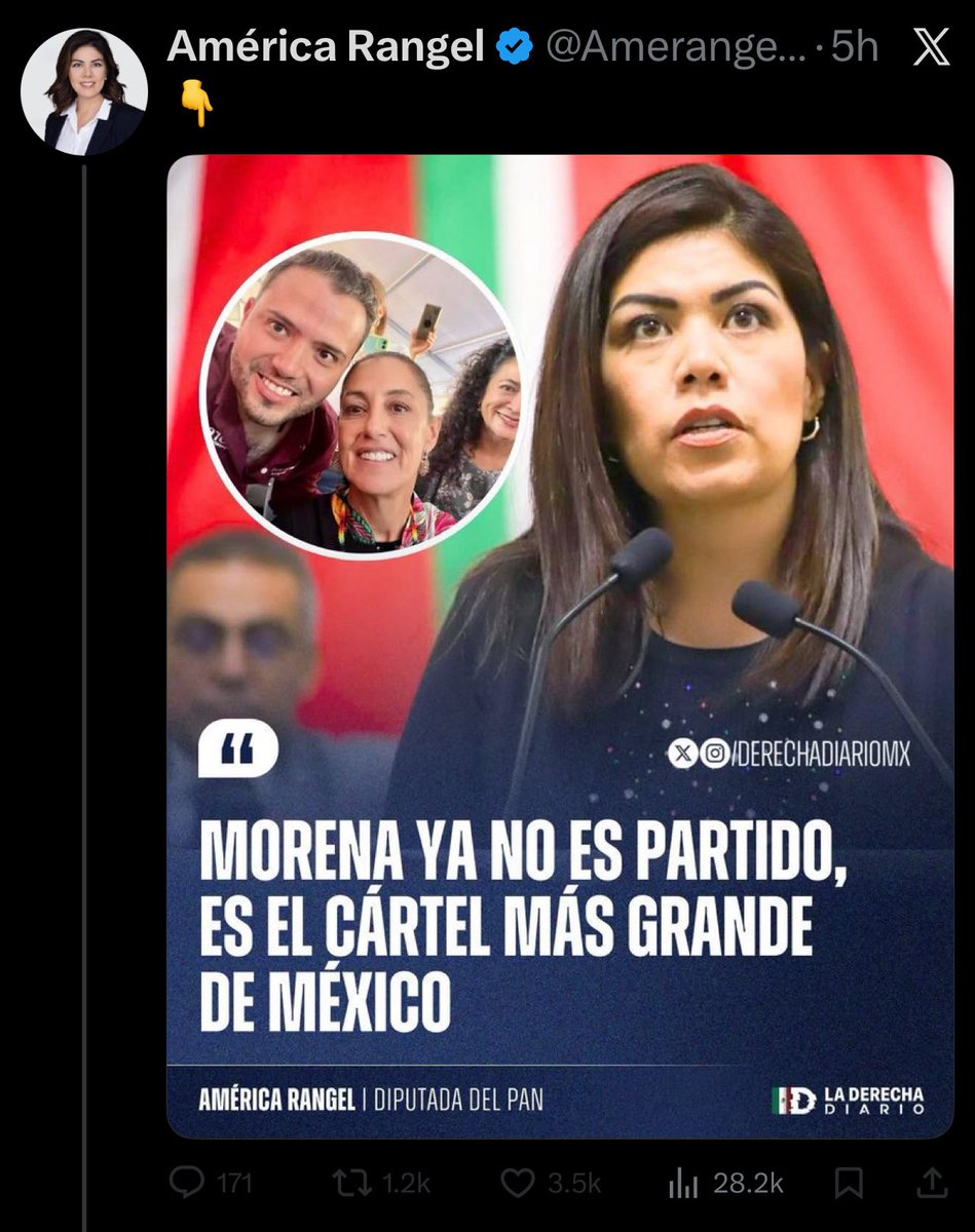 Tal parece que aparte de blanquearse la cara con Clorox, esta mujer no tiene memoria.
El único narco político encarcelado en EEUU y que perteneció a <a href="/AccionNacional/">Acción Nacional</a> es García Luna que junto con <a href="/FelipeCalderon/">Felipe Calderón 🇲🇽🇺🇦</a> estaban en el narco partido del PAN.
Solo les hago la aclaración 🤣🤣