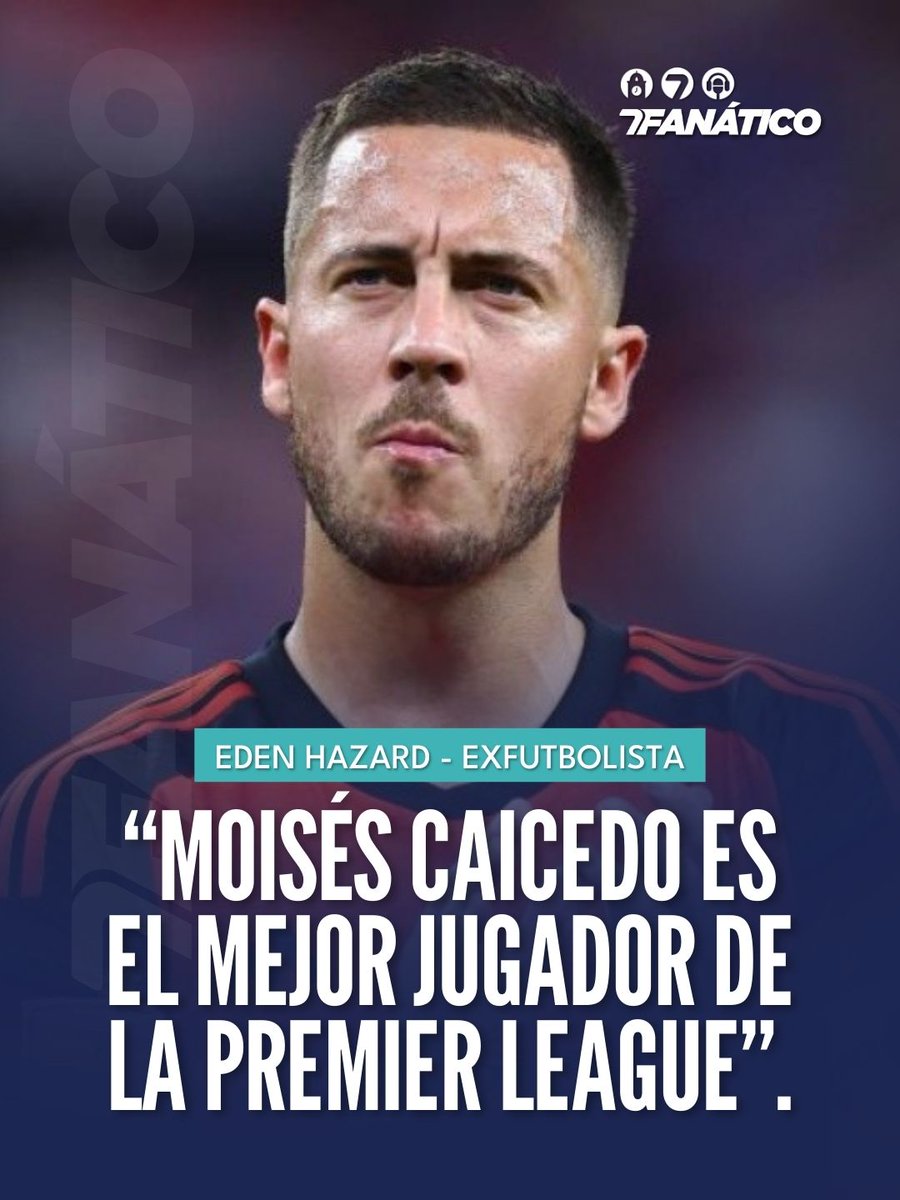 EcuadorTV's tweet photo. #Fanático I Eden Hazard, exgloria del Chelsea, fue directo y eligió a Moisés Caicedo como el mejor de la Premier League. ¿Estás de acuerdo?
#LéaloenET: https://t.co/b9aC2YhqzJ https://t.co/djFdyT6Nrw