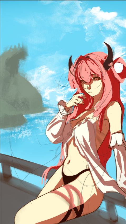 Yora_illus's tweet photo. Arknights Surtr wip https://t.co/gCuEk7kIOP