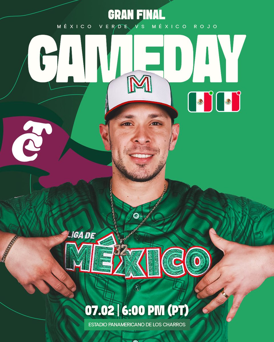 ⚾ | 𝐆𝐀𝐌𝐄 𝐃𝐀𝐘: HOY MEXICO ES VERDE EN LA SERIE DEL CARIBE 🇲🇽⚾️🌴

Hoy gana México… pero solo uno sigue el camino al título. 🫵🏼
Con talento, pasión y resiliencia llegamos aquí hoy MÉXICO SE PINTA DE VERDE 🇲🇽🔥 

¡VAMOS MÉXICO GUINDA! 🙌🏻

🕥 7:00 P.M Hora del centro
🕒