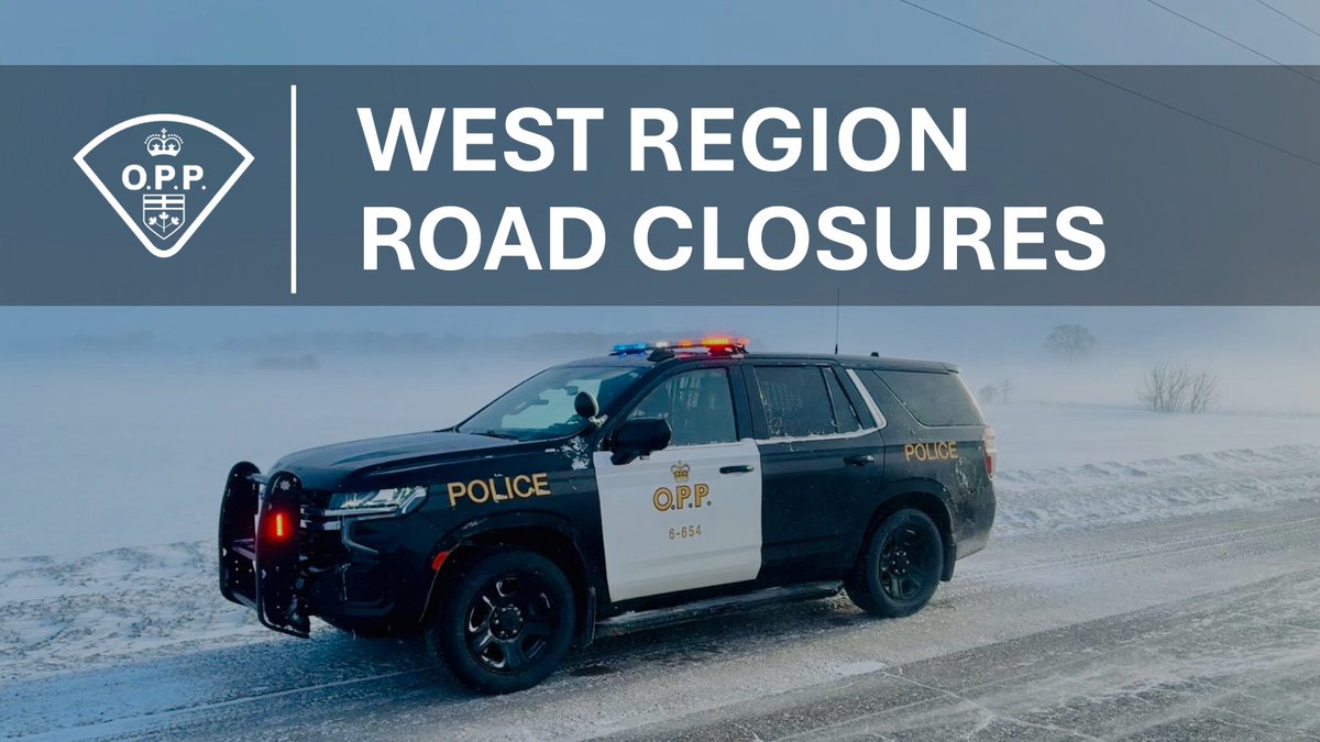 OPP_WR's tweet photo. ⚠️ West Region Road Closures ⚠️ West Region OPP is advising the public of multiple road closures due to severe weather, poor visibility, and deteriorating road conditions.

UPDATE (Feb 7, 5:40 p.m.):
ROADS REOPENED:
✅Highway 23: Mitchell to Palmerston
✅Bruce Rd 1: Bruce Rd 20 to Paisley
✅Bruce-Saugeen TL: Paisley to Hwy 21
✅Hwy 9: Kincardine to Walkerton
✅Bruce Rd 23: Lorne Beach to Bruce Rd 20
✅Bruce Road 7: Ripley to Hwy 9
✅Ilderton Road: Denfield Road, Ilderton

ROADS CURRENTLY CLOSED:
⛔Hwy 21: Amberley to Port Elgin
⛔Bruce Rd 3: Paisley to Hwy 21
⛔Towerline Road: Muir Road to Oxford Road 14

Motorists are urged to:
➡️ Avoid travel unless absolutely necessary
➡️ Monitor https://t.co/NhFWJqYuyG and https://t.co/NQ1ExNyw5p for real-time updates
➡️ Check https://t.co/5dRlS2Idvx for weather alerts

Stay safe and stay off the roads if possible.

#SouthBruceOPP
#PerthOPP 
#MiddlesexOPP
#LambtonOPP
^pia