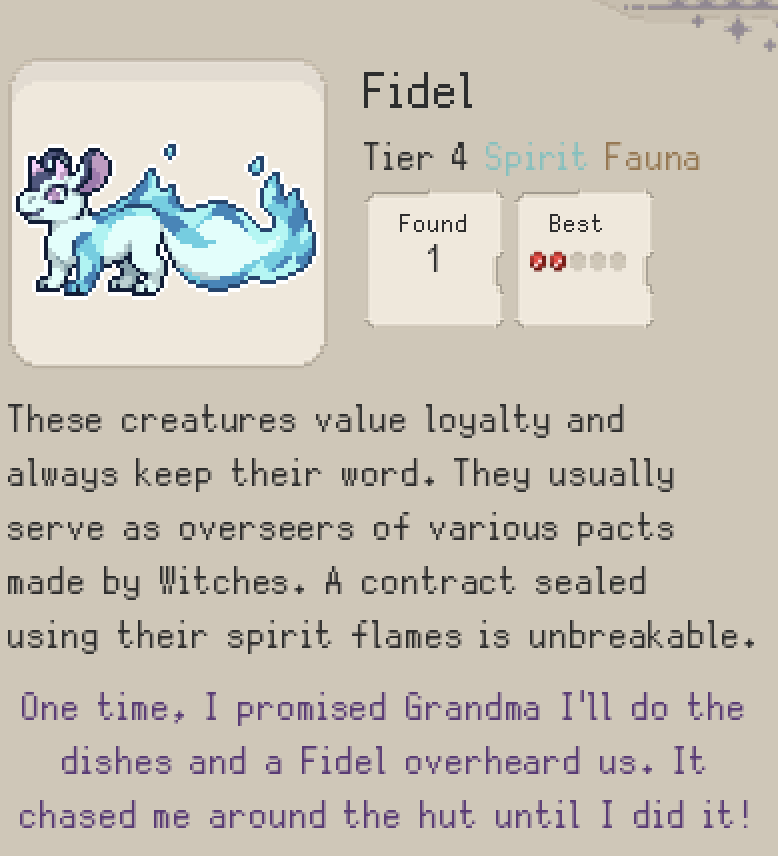 IdleResearchers's tweet photo. Counting down a Familiar a day until the launch of our game Familiar Findings on February 9th.  Fidel is a Tier 4 Spirit - Flora hybrid. They were originally designed by our artist long before this game began development!   #Idlegame #Indiegame #Fantasygame #Steam #cozygame https://t.co/VOtyBUwvbg