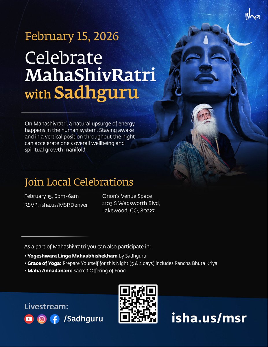 Join Mahashivratri celebration in Denver 
#Mahashivratri2026 
#Mahashivratri 
#IshaMahashivratri2026