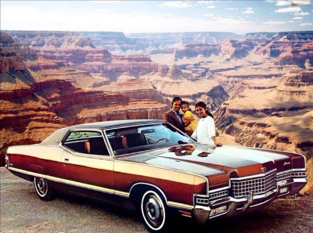 Super70sSports's tweet photo. Unless you’ve driven one of these magnificent beasts 2000 miles, without it occurring to you even once to put on a seat belt or put your kid in a car seat, while listening to Charlie Rich 8-tracks in a haze of Viceroy smoke, to the edge of the Grand Canyon, just shut the fuck up. https://t.co/tHse2KYQRM