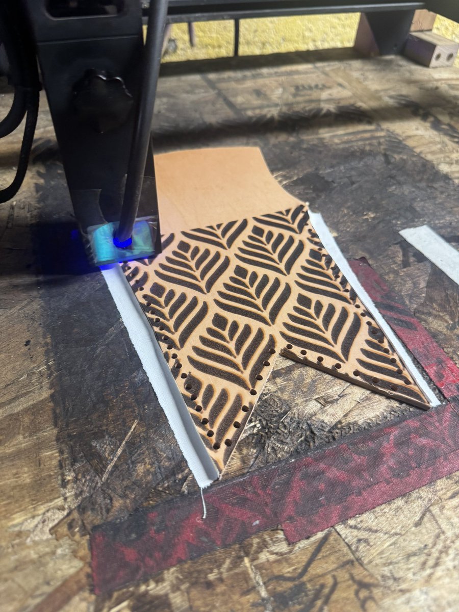 One of our favorite tools is our laser table.  What is great about this is it allows us to add details to any leather or wood project at a fraction of the cost of doing it hand, 

Here we have a sheath for the 12 inch seax we posted the other day !  Available at <a href="/FANEXPOVAN/">FAN EXPO Vancouver</a>