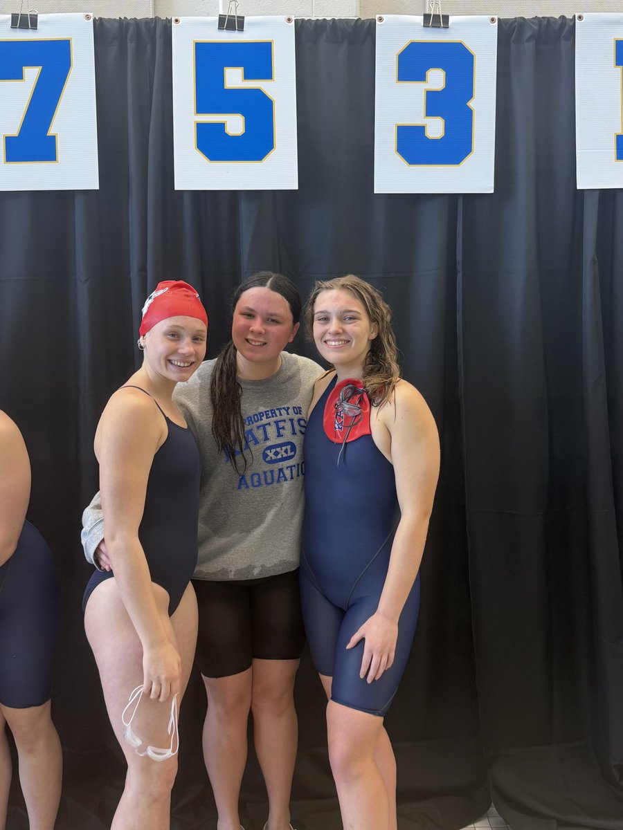Morgan Rakestraw, Maddie Armstrong, Alyssa Frederick, and Shanna Fowler (not pictured due to her competing in the following event) with a 5th place finish in the 200 Free Relay.