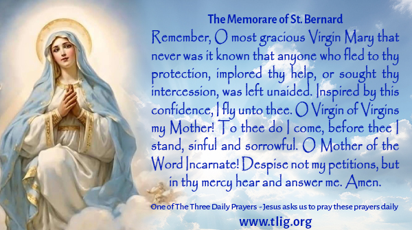 VassulaRyden's tweet photo. Jesus asks those who read the messages to pray 3 prayers daily: The Novena of Confidence to the Sacred Heart of Jesus, The St. Michael Prayer, and The Memorare of St. Bernard (a prayer of trust in Mary). https://t.co/Afr13MoX4t
 #Memorare https://t.co/7fUzNxvm8X