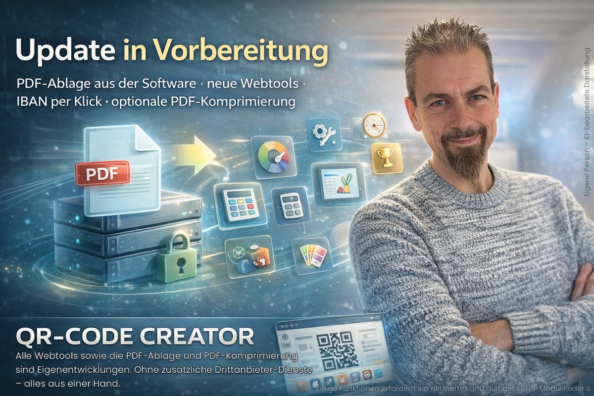 🚀 Update in Vorbereitung:  
PDF-Ablage direkt aus der Software, neue Webtools, IBAN per Klick &amp; optionale PDF-Komprimierung – alles aus einer Hand.

👉 qr-cc.de

#QRCodeCreator #Update #PDF #Webtools