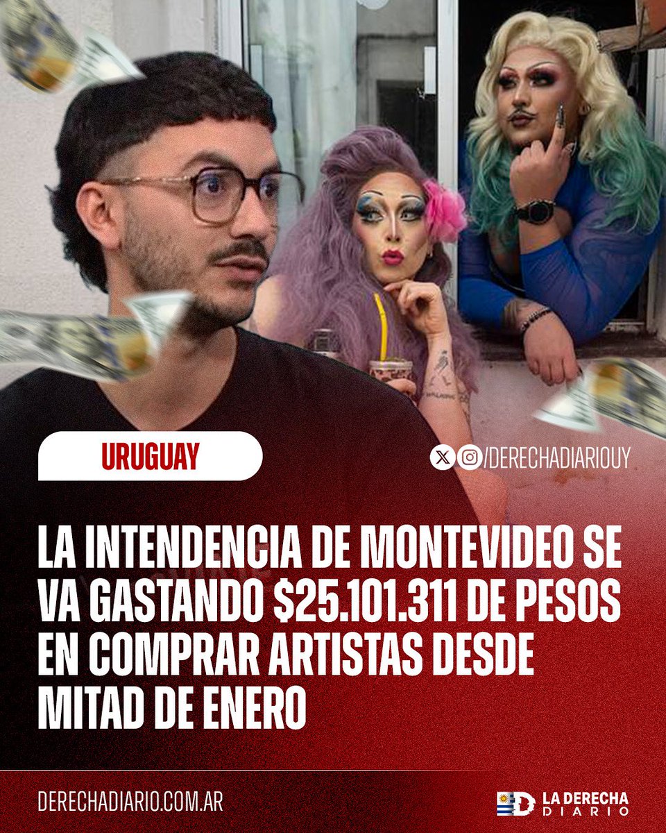 🇺🇾 | COMPRAN ARTISTAS CON LA TUYA: Mientras la ciudad es un completo basural, la intendencia de Montevideo se va gastando $25.101.311 de pesos en comprar artistas desde mitad de Enero.