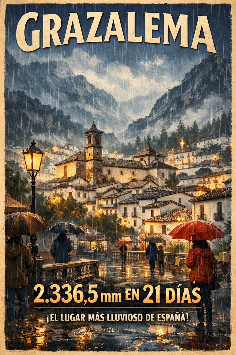 Tras los 82,4 mm de hoy, #Grazalema ha  alcanzado la estratosférica cifra de 2.336,5 mm en 21 días. Ni un litro más, ni un litro menos. Ni un día más, ni un día menos. ¡ESPECTACULAR!
