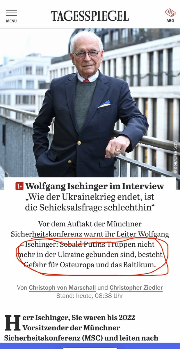 Lieber Botschafter @Ischinger, bei allem Respekt muss ich Ihnen widersprechen. Die Ukraine braucht dringend eine Waffenruhe. Sollen die Ukrainer weiterhin ausbluten, um Europa mehr Zeit für die eigene Verteidigung zu verschaffen? Das Argument ist zynisch. Das geht nicht, sorry🤦‍♂️