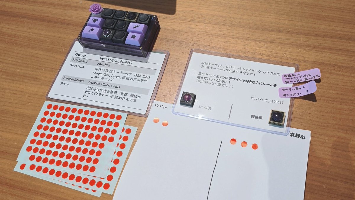 わ-13に自分の置きました！ ジュエリー風キーキャップとお気に入りの