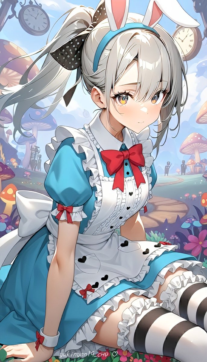 ゆきにゃんページ！ SFW #digitalart 不思議の国の メイドうさぎちゃん現るっ。 (´,,>ω