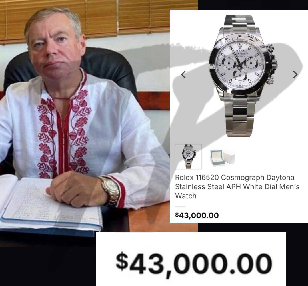 A Ukrainian Ambassador to Israel was spotted wearing a watch worth $43,000

Online, people noticed the accessory on the arm of the Ukrainian Ambassador to Israel, Yevhen Korniychuk - in the photo, the diplomat is posing with a Rolex Cosmograph Daytona watch, whose market value