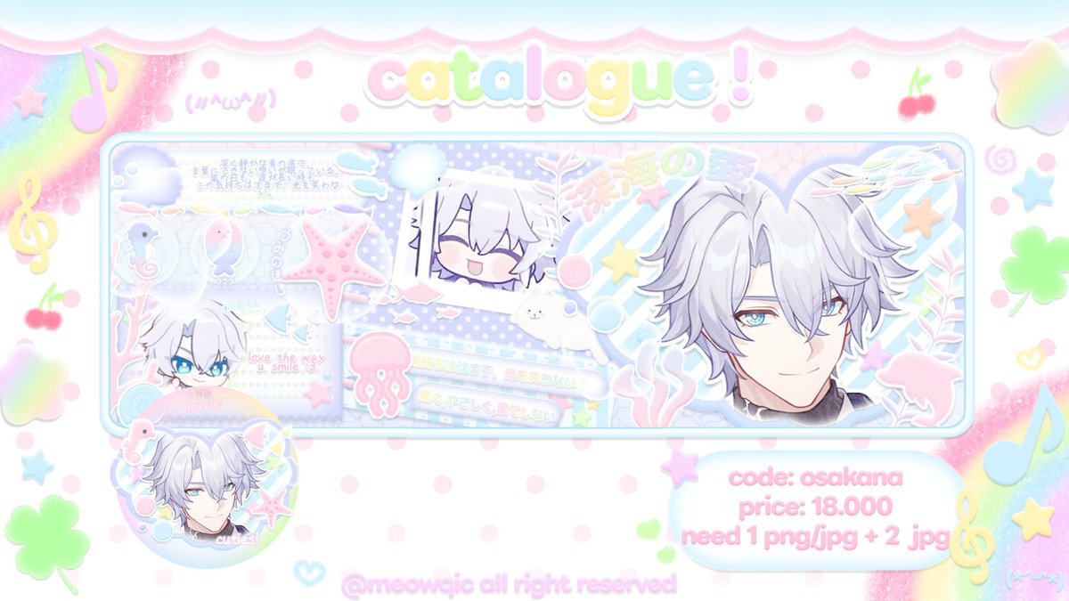 meowqic's tweet image. help rt pls? thank u! 🍀

Hayi! aku open titip untuk catalog osakana 🐬! tnc &amp;amp; form bisa dilihat di rep ia~ 🦭

#zonauang #zonajajan #zonaba