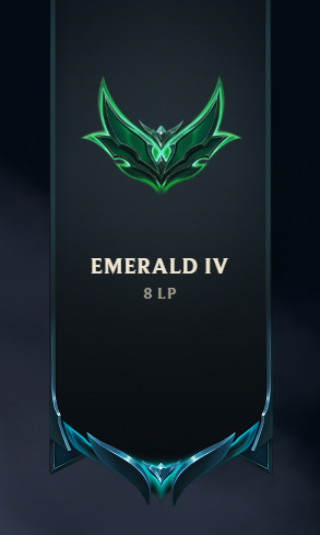 POG made it to emerald. Probably my fastest to making it honestly after the reset for league for rank. Time to climb even higher! 

#LeagueOfLegends