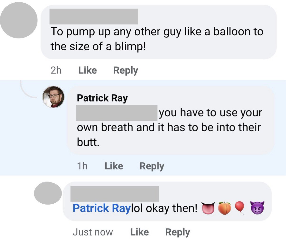 Nerds on Facebook are so innocent! 
I hope he likes my more than amicable response to his “side effect!” 🎈😈