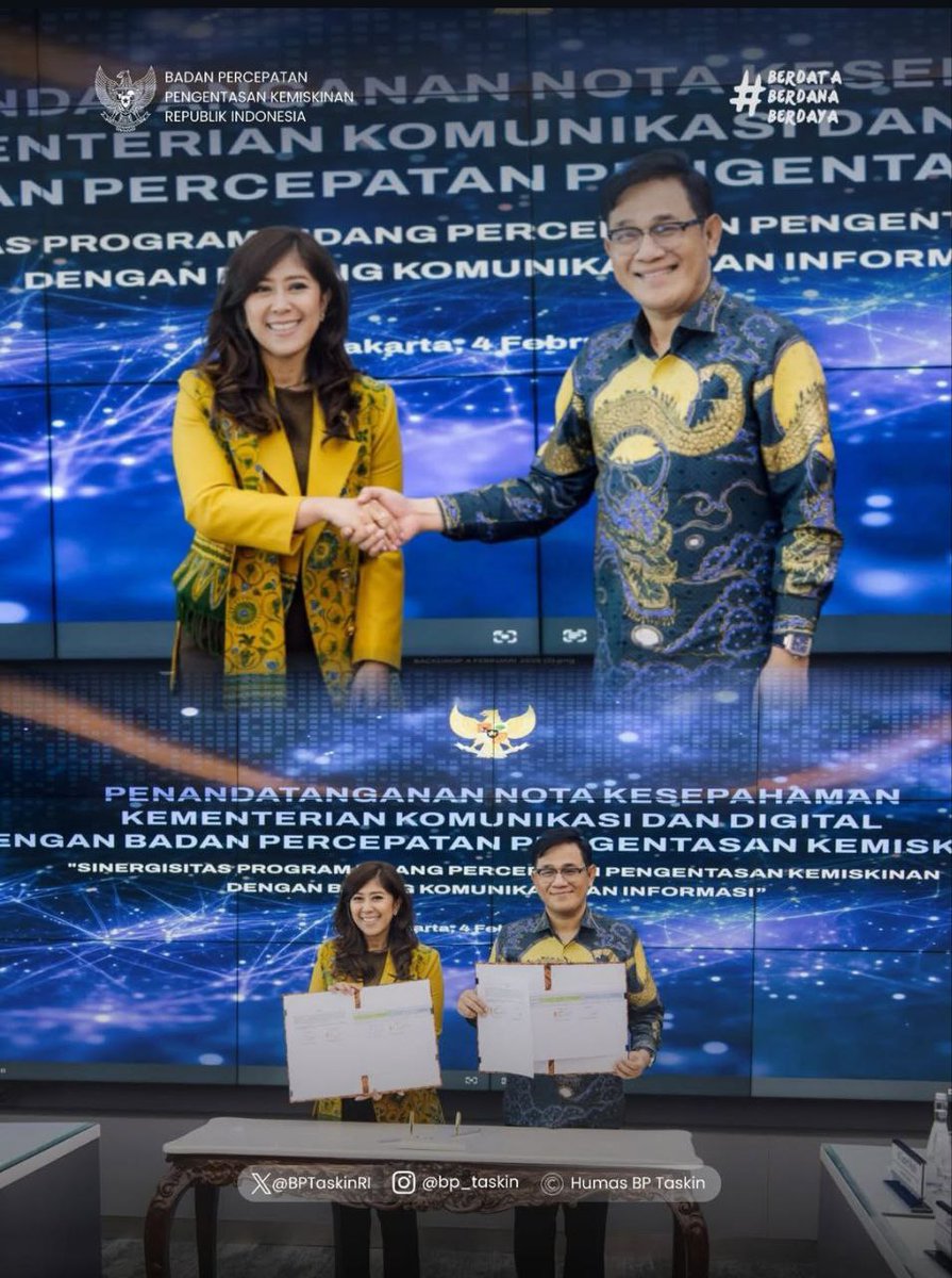 visiblwe's tweet photo. BP Taskin dan Kemkomdigi resmi menjalin kerja sama strategis lewat arahan Budiman Sudjatmiko guna memperkuat sistem #BPTaskinDanKemkomdigi melalui Integrasi Komunikasi Digital yang menyeluruh https://t.co/ej5Isp0TdR