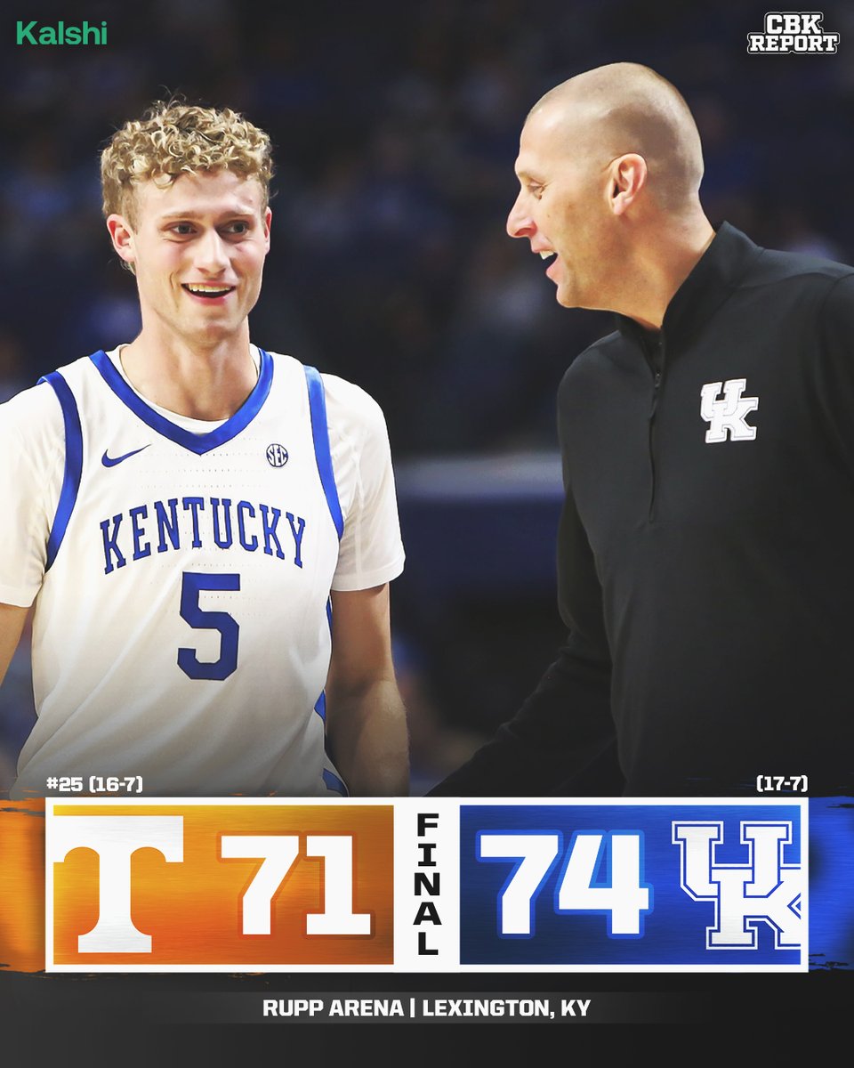 KENTUCKY SWEEPS THE VOLS IN RUPP 🧹 

THE CATS HAVE WON 8 OF 9.