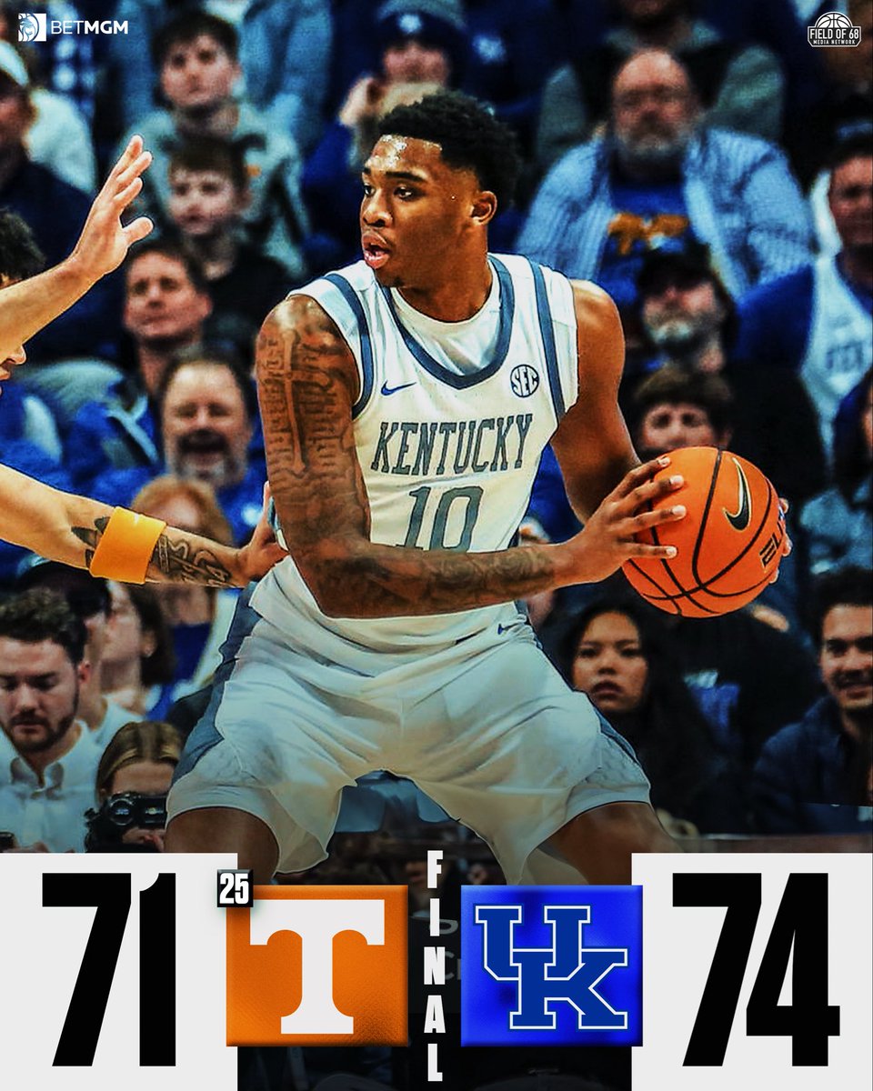 Kentucky takes down No. 25 Tennessee in Lexington 🔥

Mark Pope and <a href="/KentuckyMBB/">Kentucky Men’s Basketball</a> move to 17–7 and 8–3 in SEC play!!
