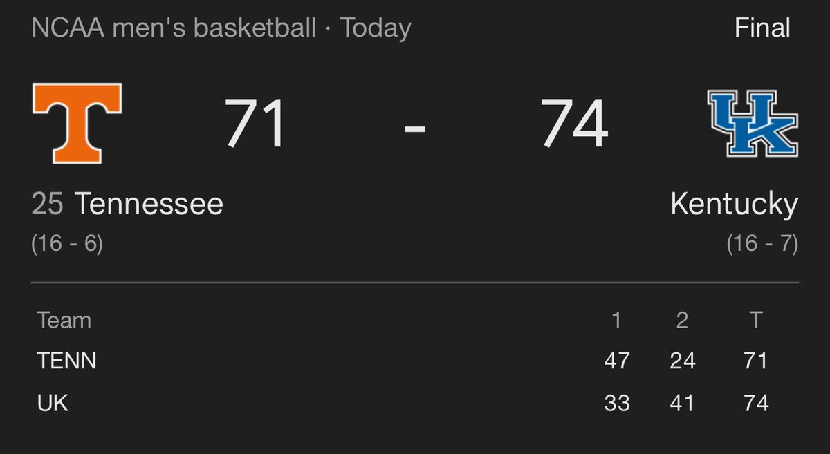 MostlyHoopsShow's tweet photo. Tennessee just blew ANOTHER double-digit lead against Kentucky. https://t.co/lA8yzSOXrA