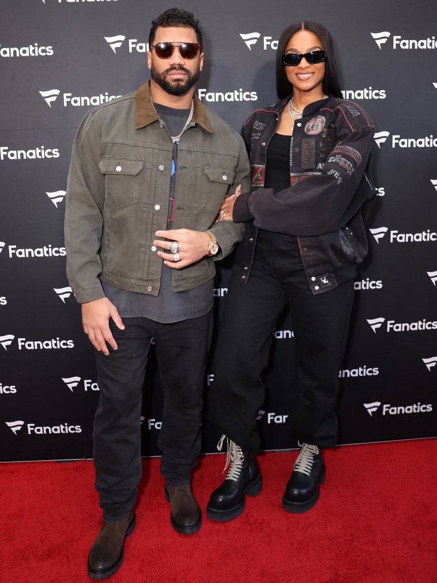 MyAttire0008's tweet photo. Ciara wore Abejastudios and Russell Wilson wore Frame to the 2026 Fanatics Super Bowl Party. 
#Fashionstyle https://t.co/fhDy5deCf3