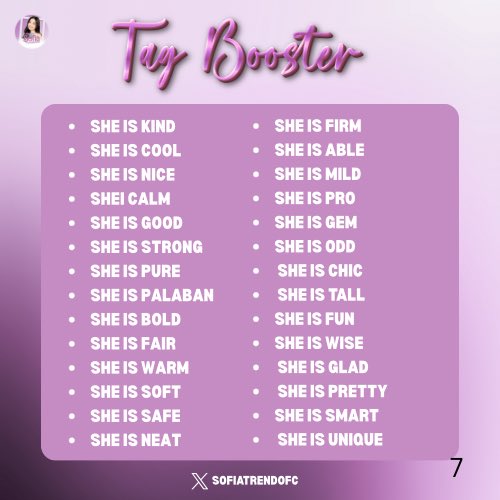[Tag Booster Two]

Reminder:     
- No numbers
- No emojis 
- No all capslock    
- At least three words per tweet

SOFIA BACK ON AOS
#SofiaPablo