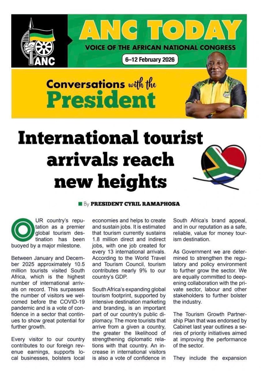 In this week’s edition of ANC TODAY: “International tourist arrivals ...
