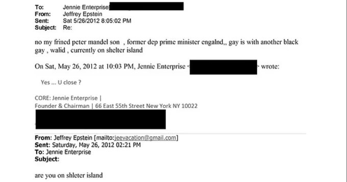 MarioNawfal's tweet image. 🇬🇧 Keir Starmer’s "personal donor," Lord Alli, shows up in the Epstein emails.

Epstein says he’s on Shelter Island with Peter Mandelson, the former UK Deputy Prime Minister.

Maybe the UK’s Labour Party has more ties to Epstein than they’re letting on.