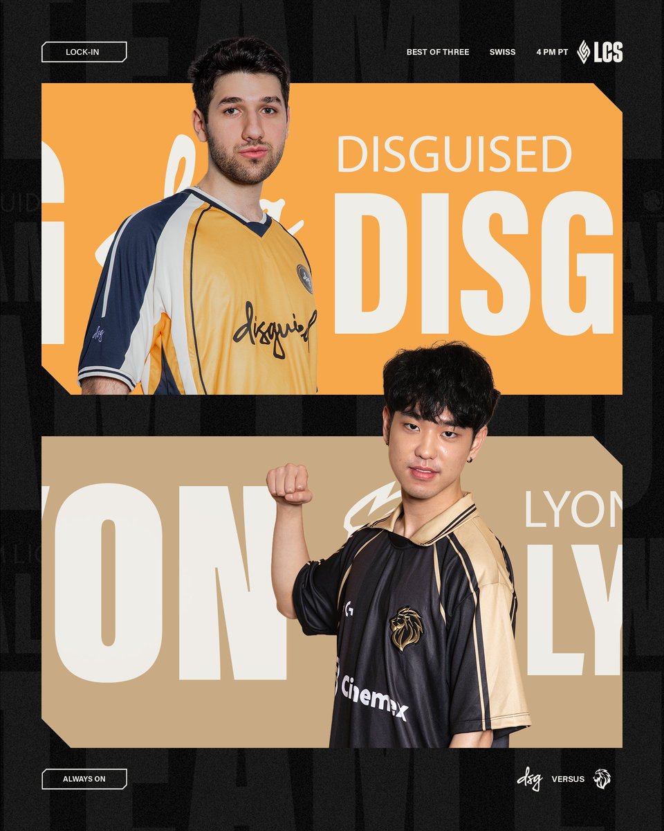 LCSOfficial's tweet image. A playoff spot on the line and a massive debut for Disguised; it's time for the second series of the day 👇

#DSGWIN / #LYONWIN

📺 riot.com/3HfBAy8