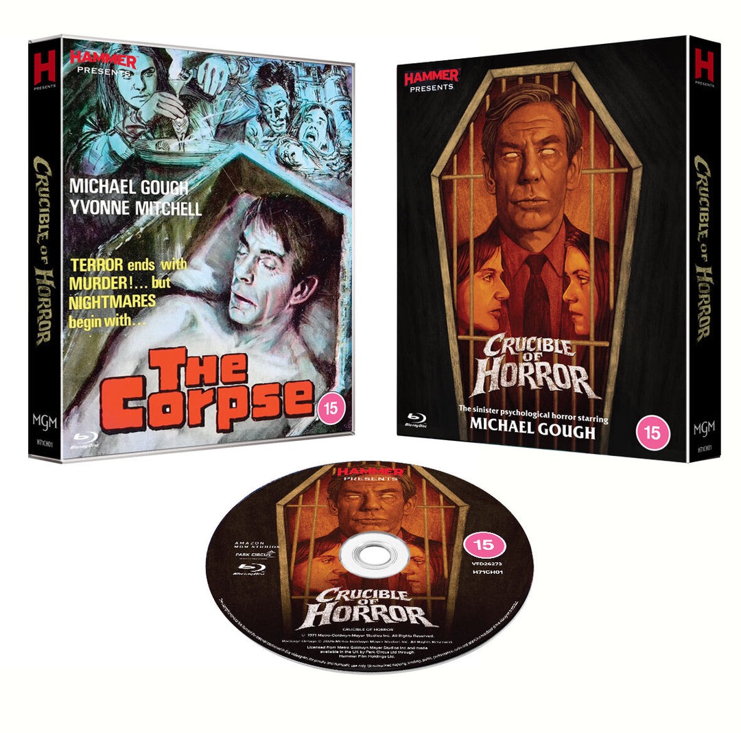 disc_connected's tweet photo. ***ANNOUNCEMENT***
Coming on April 20th on Blu-ray in the UK from @HammerFilms: #CrucibleOfHorror AKA #TheCorpse (1971)!
Michael Gough delivers a disturbingly sinister performance as a domineering sadist and family gaslighter in this tense, vérité-style psychological horror from director Viktors Ritelis. With strong performances from Sharon Gurney and BAFTA-winner Yvonne Mitchell, and an unsettling musical score from John Hotchkis, Crucible of Horror (also known as The Corpse) has been painstakingly restored by Hammer from the original film negatives.
Walter Eastwood rules his family with a rod of iron, terrorising his wife and daughter with little provocation. Following a particularly vicious beating, his wife decides there's only one solution to their ongoing torment – Walter must die.
This brand-new 2K restoration from the original negatives is available here for the first time anywhere in the world.
This Limited Collector's Edition comprises:
Brand-new artwork by Peter Strain
Limited edition O-card packaging
English subtitles on the main feature
The discs feature:
New commentary with William Fowler and Vic Pratt, co-authors of The Bodies Beneath and creators/curators of the bfi’s ongoing Flipside series
New interview with author and horror expert Jonathan Rigby.
Original theatrical trailer
Image gallery
Technical Features
LanguageMono / English
Number of discs1
RegionB
Run time91 minutes feature, 219 minutes full set
SubtitlesEnglish
https://t.co/09YgHIgZLi
#BluRay #PhysicalMedia #BluRays #BoutiqueBluRay #CultMovies #DiscConnected #HammerFilms #MichaelGough