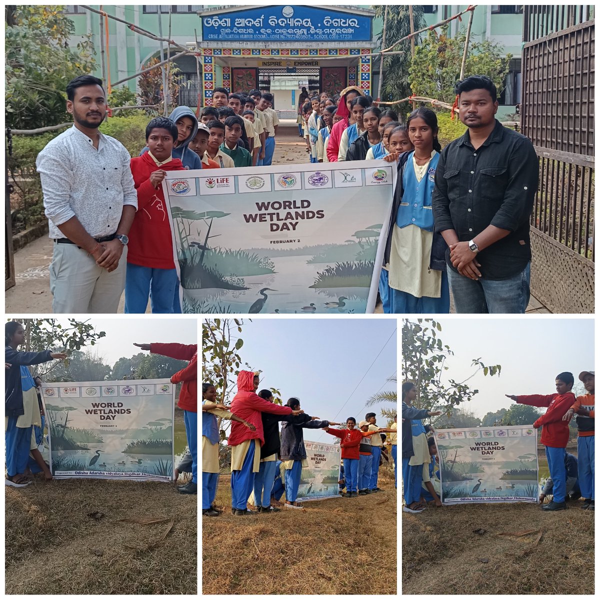 digdhar's tweet photo. Celebration of World Wetlands Day by OAV, DIGDHAR. Students visited to nearest wetlands and took pledge to protect our wetlands on 02.02.2026 https://t.co/5EK1wTXL5z