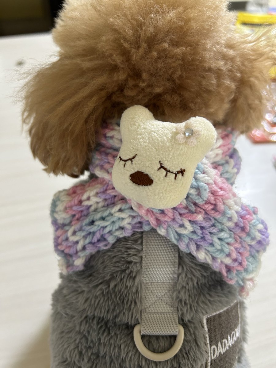 1702R's tweet photo. チョコに🧣マフラーを作ってみましたー。

編み物なんて20？年ぶり https://t.co/yfItZt4VEM