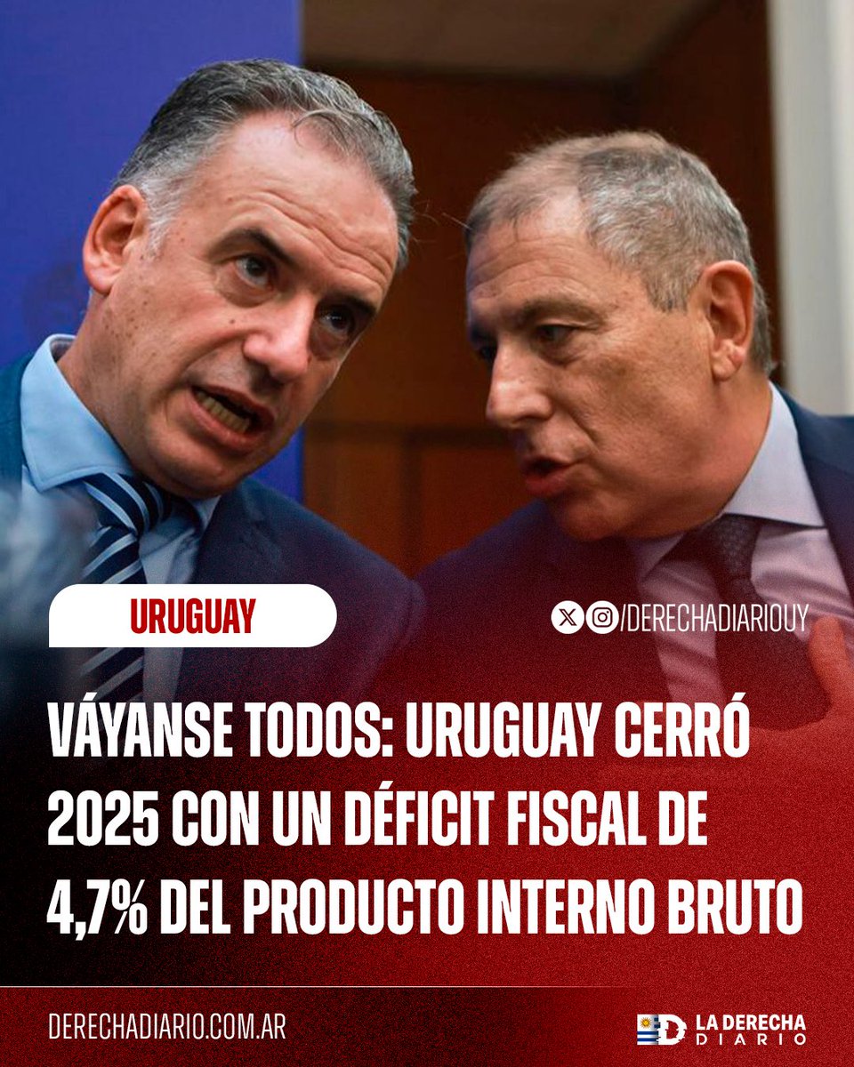 🇺🇾 | VÁYANSE TODOS: En un contexto de despilfarro total, gastos delirantes de parte de los políticos, imposición de regulaciones e impuestos altísimos, aumentó el déficit fiscal que ahora se sitúa en 4,7% del producto interno bruto.