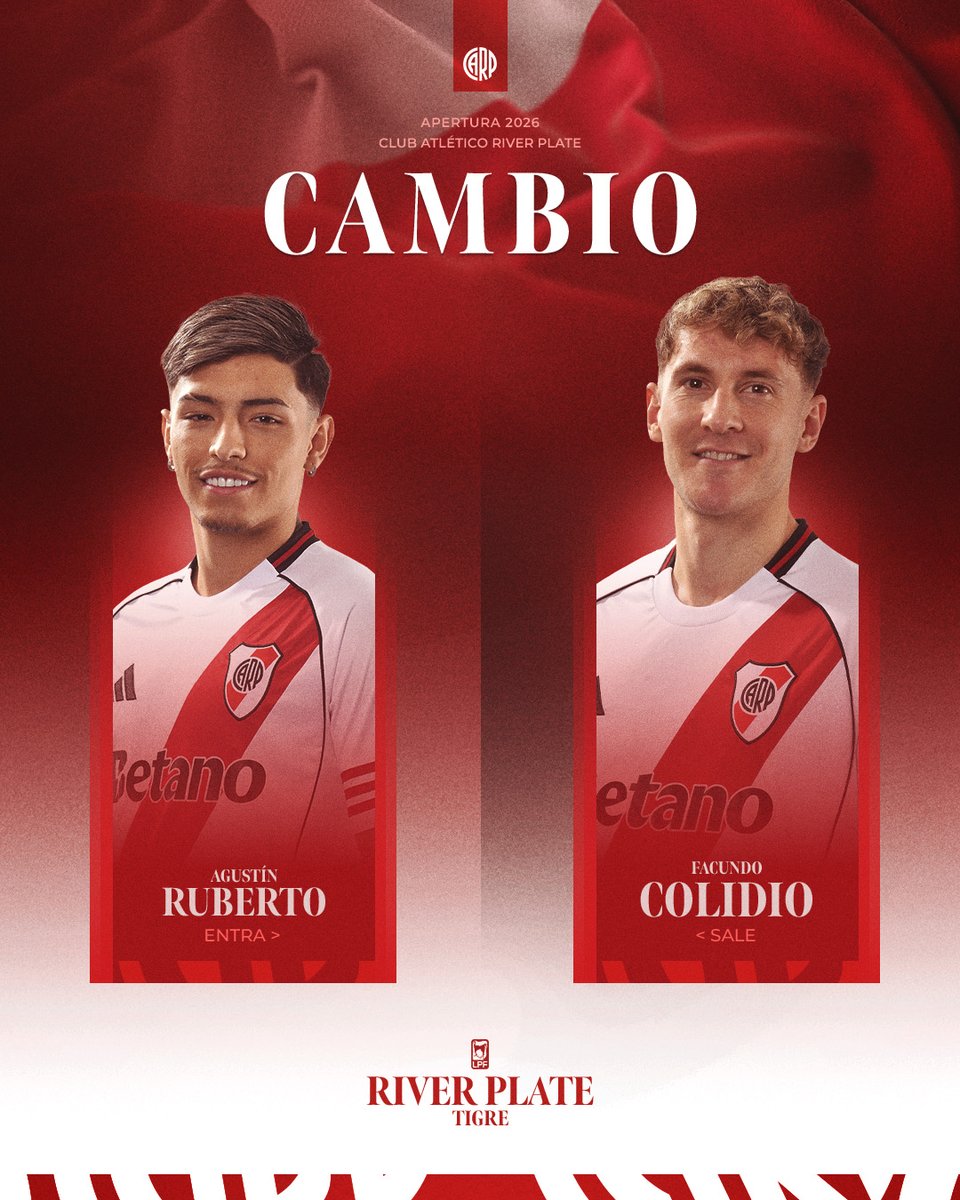 RiverPlate's tweet image. ⌚️ 15' ST  River 0 - Tigre 3

⚽️Segundo cambio en River.

#VamosRiver ⚪️🔴⚪️