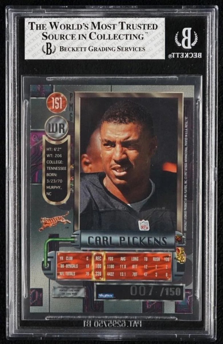 35auburn's tweet photo. @tiffanycards I didn't see this copy on your database, but it's currently listed on @eBay. 
The seller is usually good at pulling these, but thought you might want to get it added. 

Spot checking, the BGS submission appears to all have fake serials.
https://t.co/UJBcM38gG4 https://t.co/vZRQceylEG