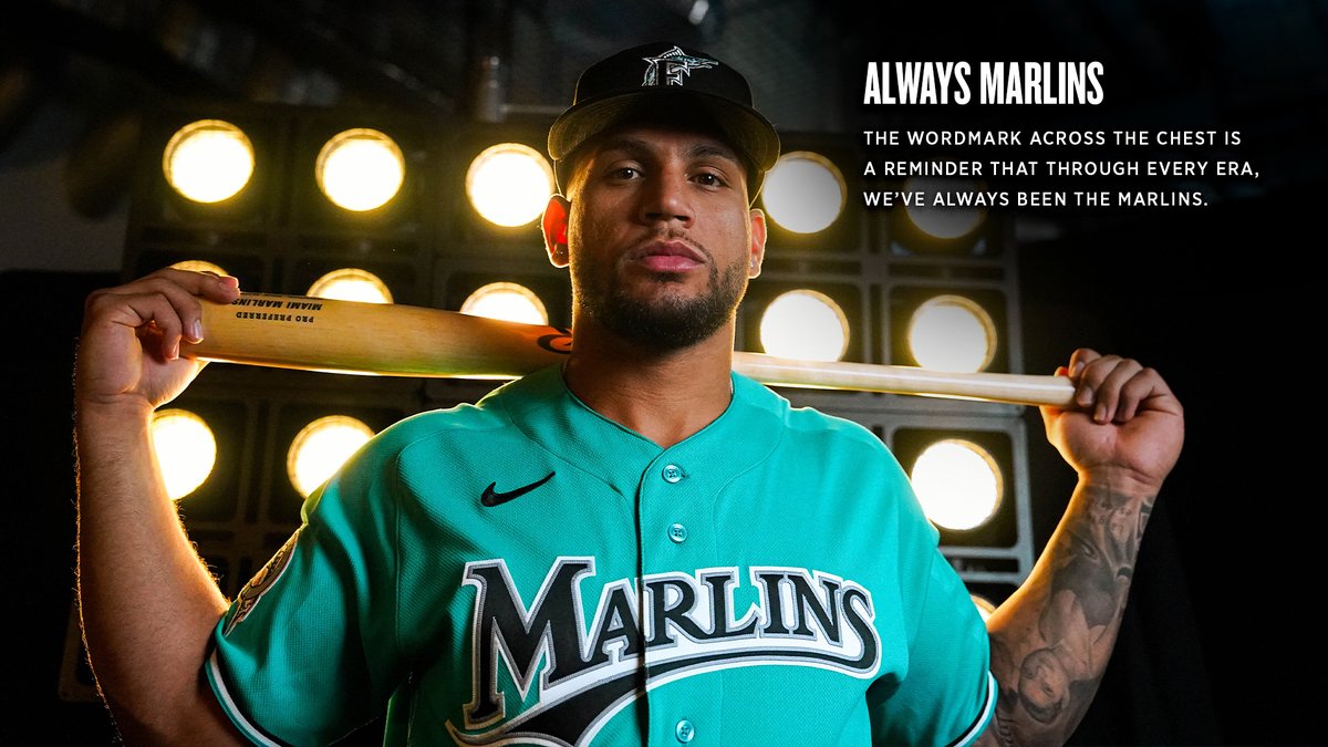 Marlins's tweet photo. Every stitch tells our story 🧵

Teal Sunday jerseys hit the team store on Opening Day!

🎟️https://t.co/ikb1phpreB https://t.co/3oHVgddkDi
