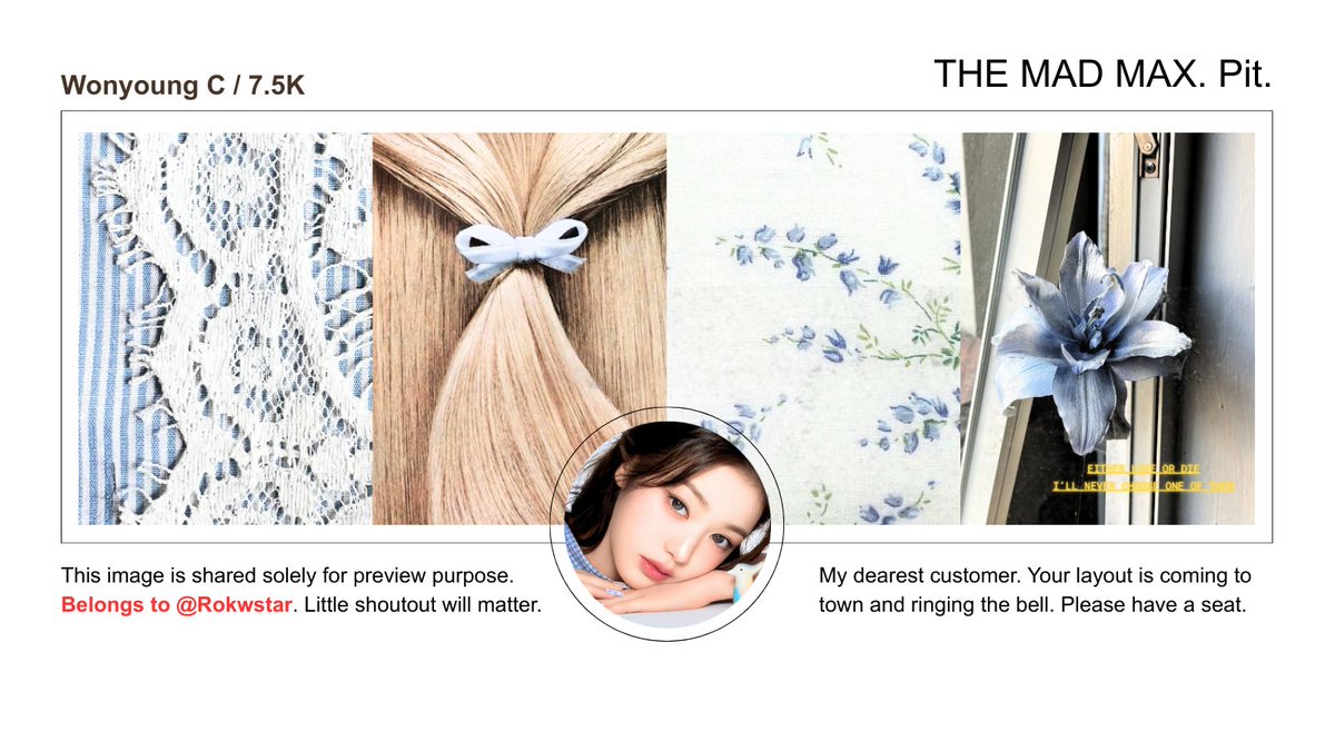 Rokwstar's tweet image. Help repost!

Selamat pagi, saya membawa 4 layout RS Wonyoung. Silahkan DM atau chat Tele saya untuk menjemput si cantik ini.

O. #zonauang #zonajajan #zonabu