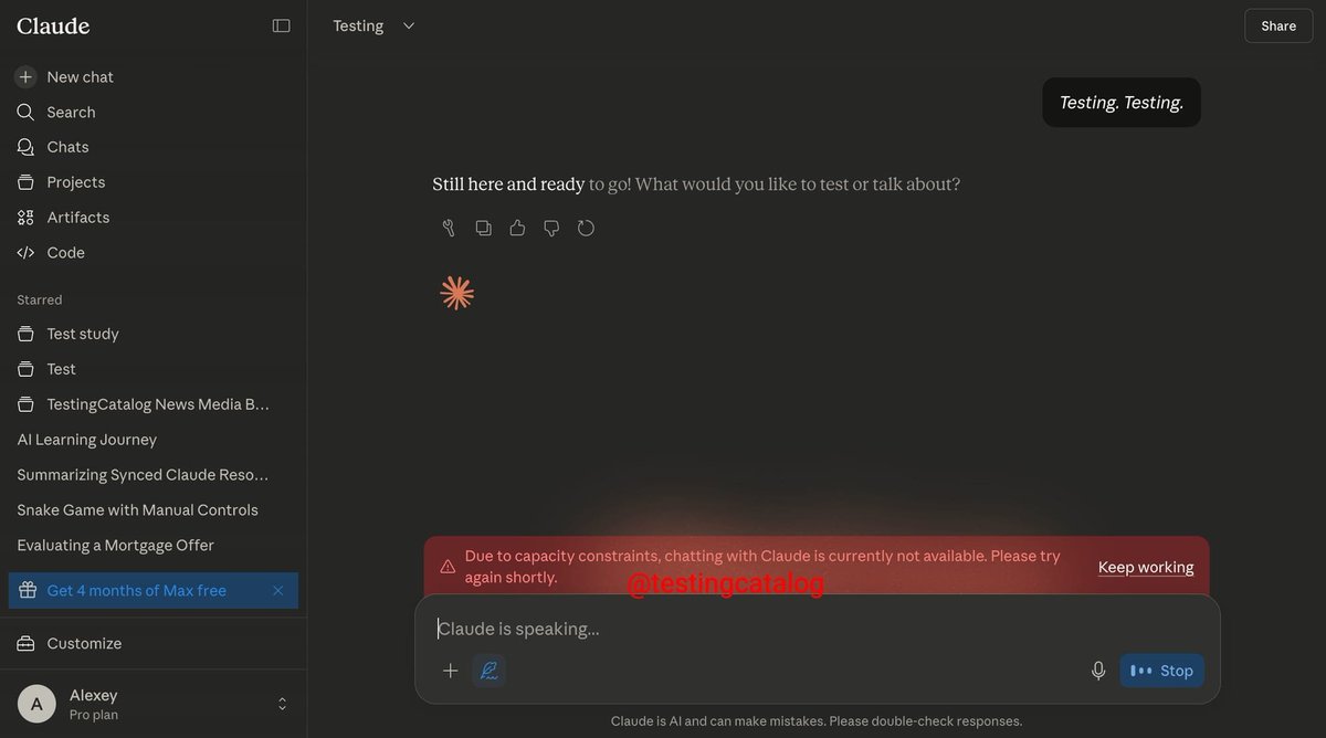 Claude voice capacity screen