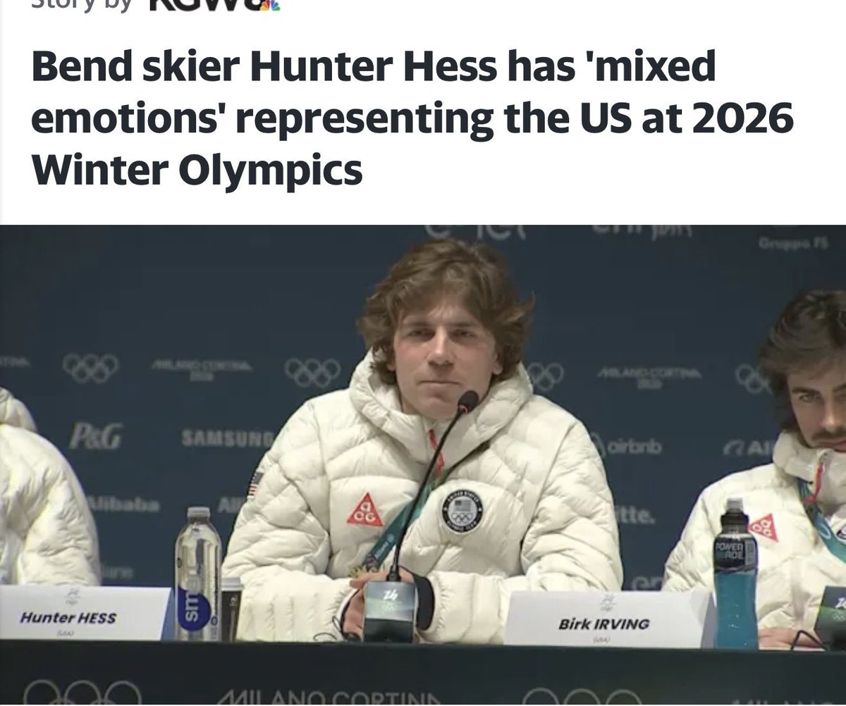 derrickvanorden's tweet photo. If @TeamUSA skier Hunter Hess wants to rep just his “friends and family”, and not all of America, then his friends and family should be footing the bill for his all expense paid boondoggle to Italy, not the American tax payer. 

These heroes did not have “mixed feelings” about risking their lives for his entitled, ungrateful ass.

Hess needs to be stripped of that uniform and sent back home via Arlington National Cemetery.