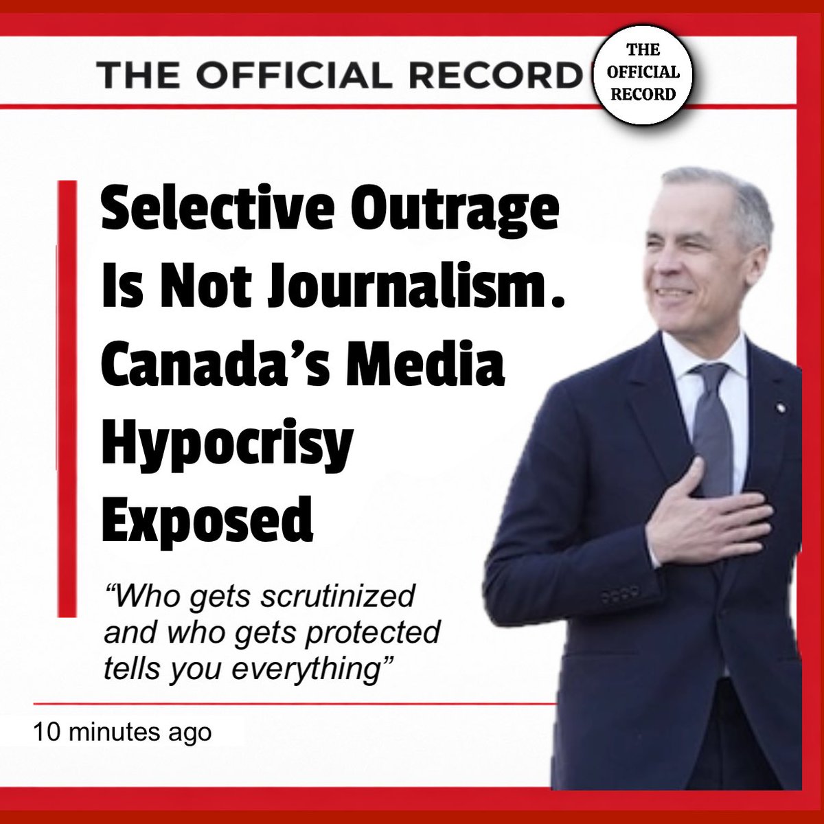 Selective Outrage Is Not Journalism. The Great Canadian Media Hypocrisy

Canada’s media doesn’t lack standards.
It lacks consistency.

When the “wrong” politician is photographed with the wrong person, it’s wall-to-wall coverage, panels, think pieces, and moral lectures. When the