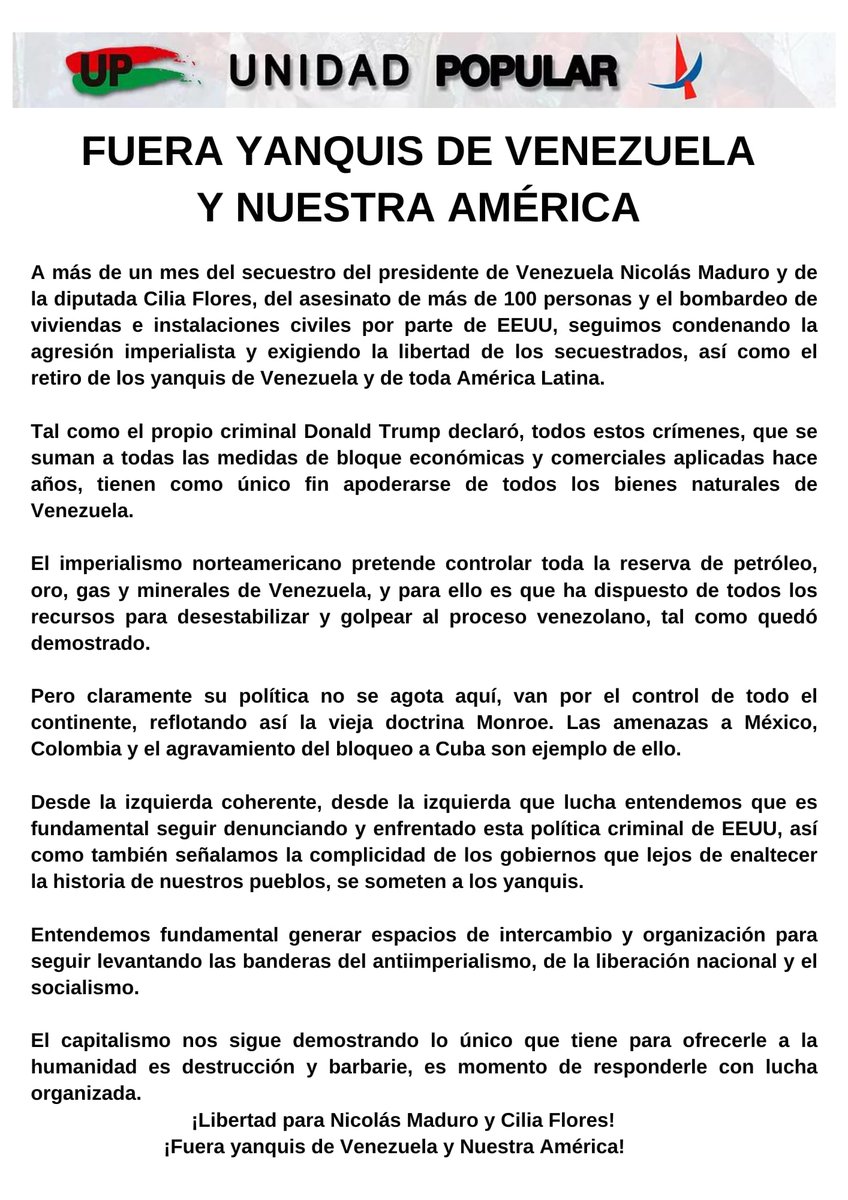 El próximo jueves charla-debate Solidaridad con Venezuela 
📍Jackson 1409 casi Rodó 
🕕18.30 h
#venezuelanoestásola #fuerayanquisdeamericalatina