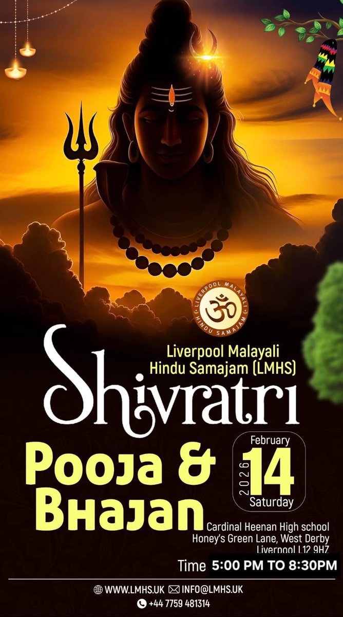 You are warmly invited to join us for our upcoming Shivaratri Pooja and Bhajan a blessed evening of devotion and togetherness.Saturday 14th February at Cardinal Heenan High School Liverpool.Kindly register using the link below to confirm your participation
lmhs.uk/events-2026/sh…