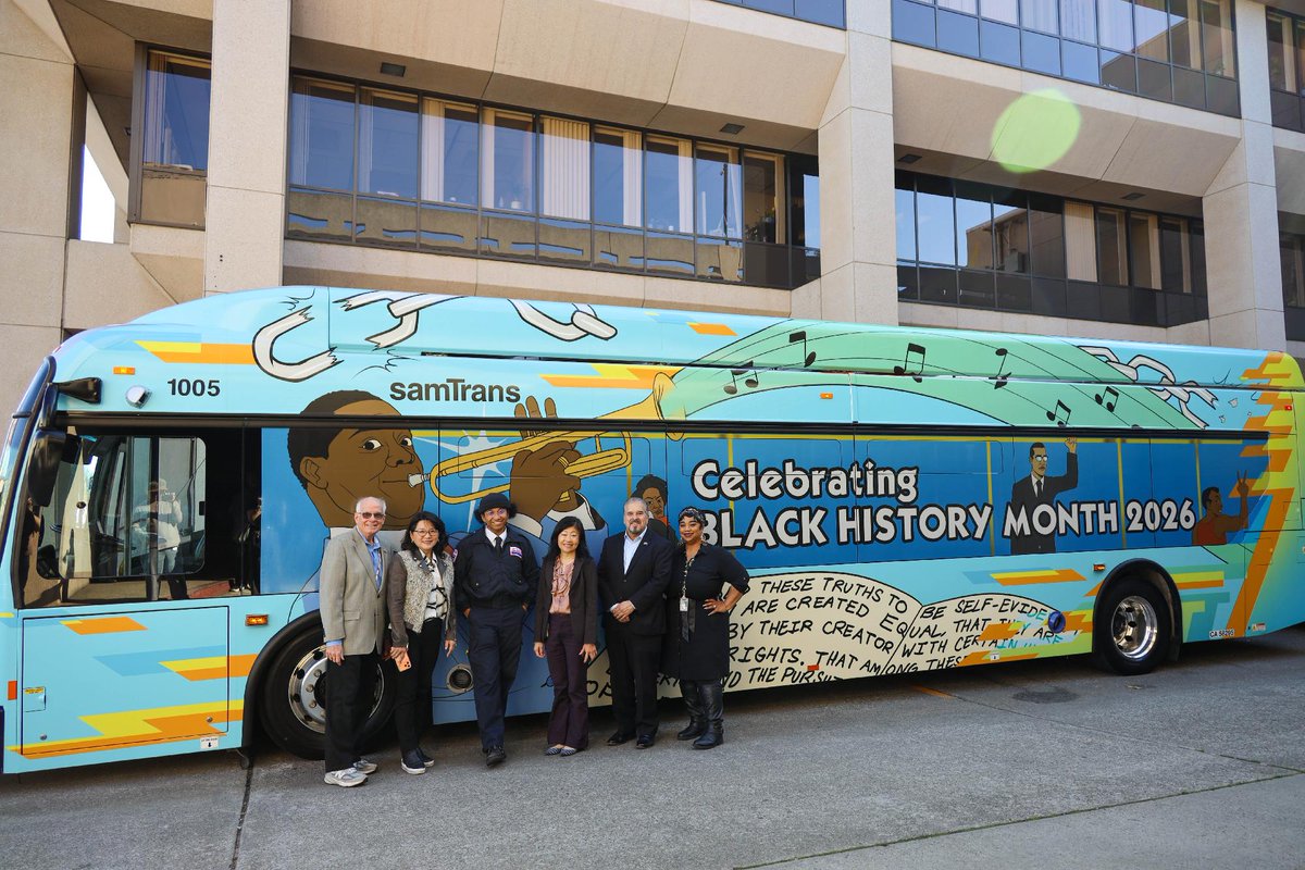 Happy Black History Month from our second BHM wrapped bus. 💙
 
Created by our own bus operator, Andre Mosteiro, this year’s wrap highlights history, representation, and community as it travels throughout the county. Be sure to keep an eye out for it on the road this month! 🚌