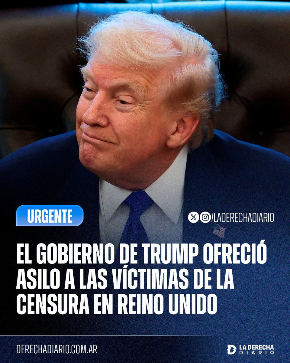 🚨🇺🇸🇬🇧 | LA TIERRA DE LA LIBERTAD: El Gobierno de Trump ofreció asilo a los británicos víctimas de los ataques y arrestos censuradores —por ejemplo, por twittear contra la inmigración masiva— impulsados por el gobierno del progresista Keir Starmer en Reino Unido.